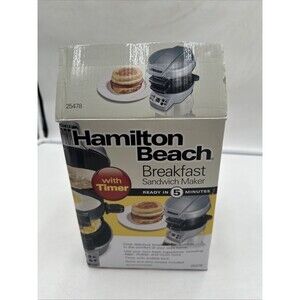 Hamilton Beach Breakfast Sandwich Maker Timer Nonstick Dishwasher Safe 25478